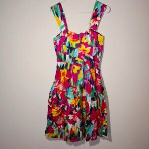 Suzi Chin For Maggy Boutique Floral Sleeveless Midi Dress Size 4 Multicolored